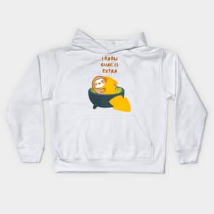 I Know Guac Is Extra Guacamole Sloth Kids Hoodie